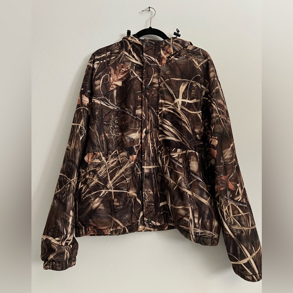 Redhead Work Camo Zip Front Hooded Pocket Brown Hunting‎ Jacket Size XL